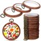 15 Pcs 2.4 Inch Fall Round Embroidery Hoops Frame Circle Rubber Hoops Ring Display Cross Stitch Ornament Imitated Wood Frame Kits for Christmas Halloween Craft Sewing DIY Hanging Gifts